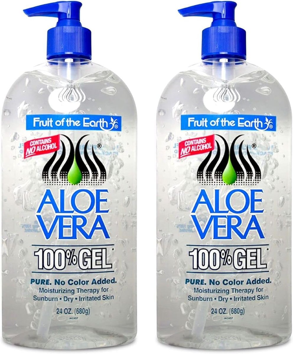 Fruit Of The Earth Aloe Vera 100% Gel 24 oz (2 Pack) - Pure Moisturizer for Sunburn Relief & Daily Skin Care - görsel 1