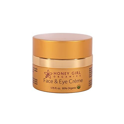 Honey Girl Organics Face & Eye Crème - USDA Certified Organic Facial Moisturizer & Under Eye Cream for Wrinkles, Dark Circles & Puffiness with Hydrating Honey, Beeswax, Essential Oils & EVOO, 1.75 oz Avelisse