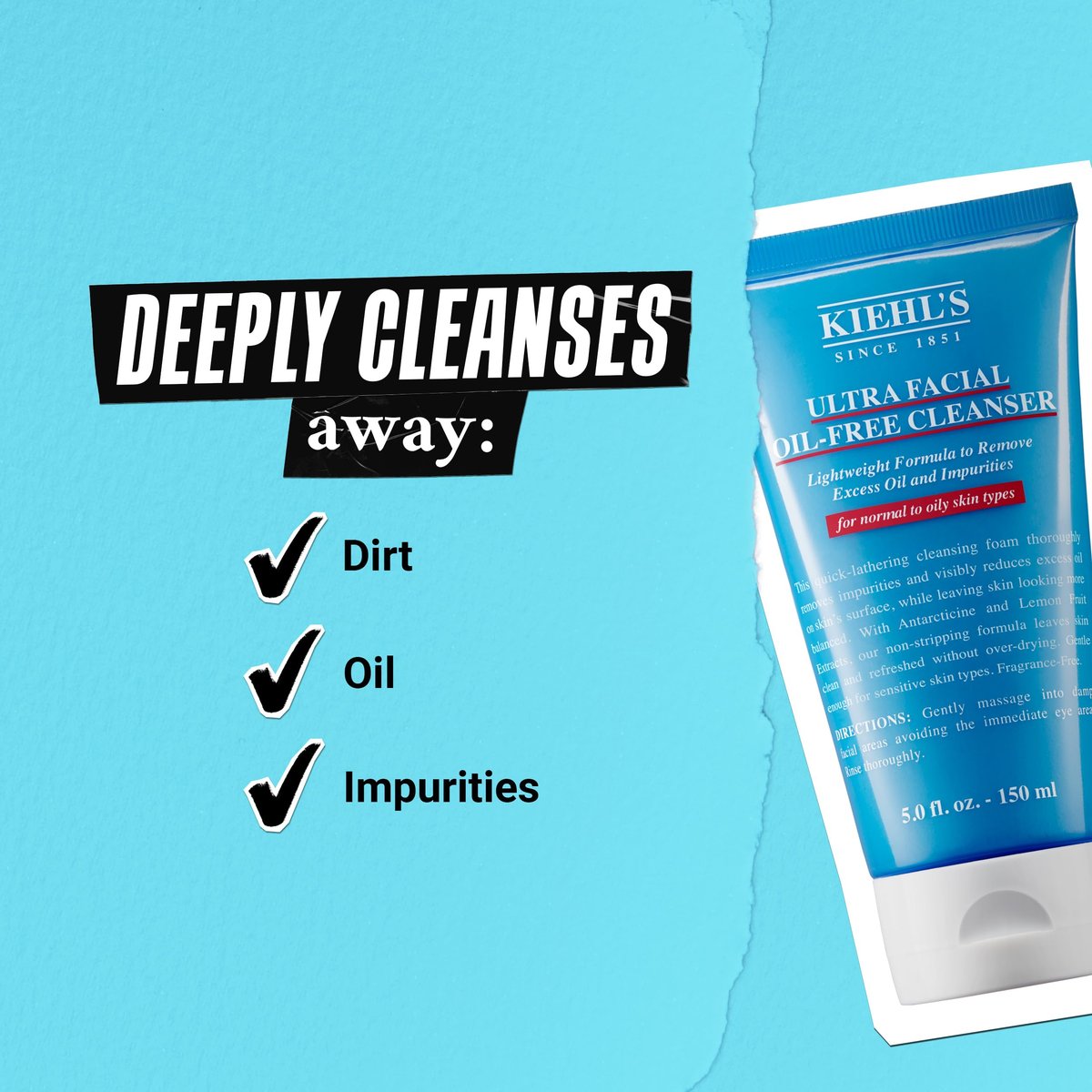 Kiehl's Ultra Facial Oil-Free Cleanser – Foaming Face Wash for Oily & Normal Skin, 5.0 fl oz Avelisse