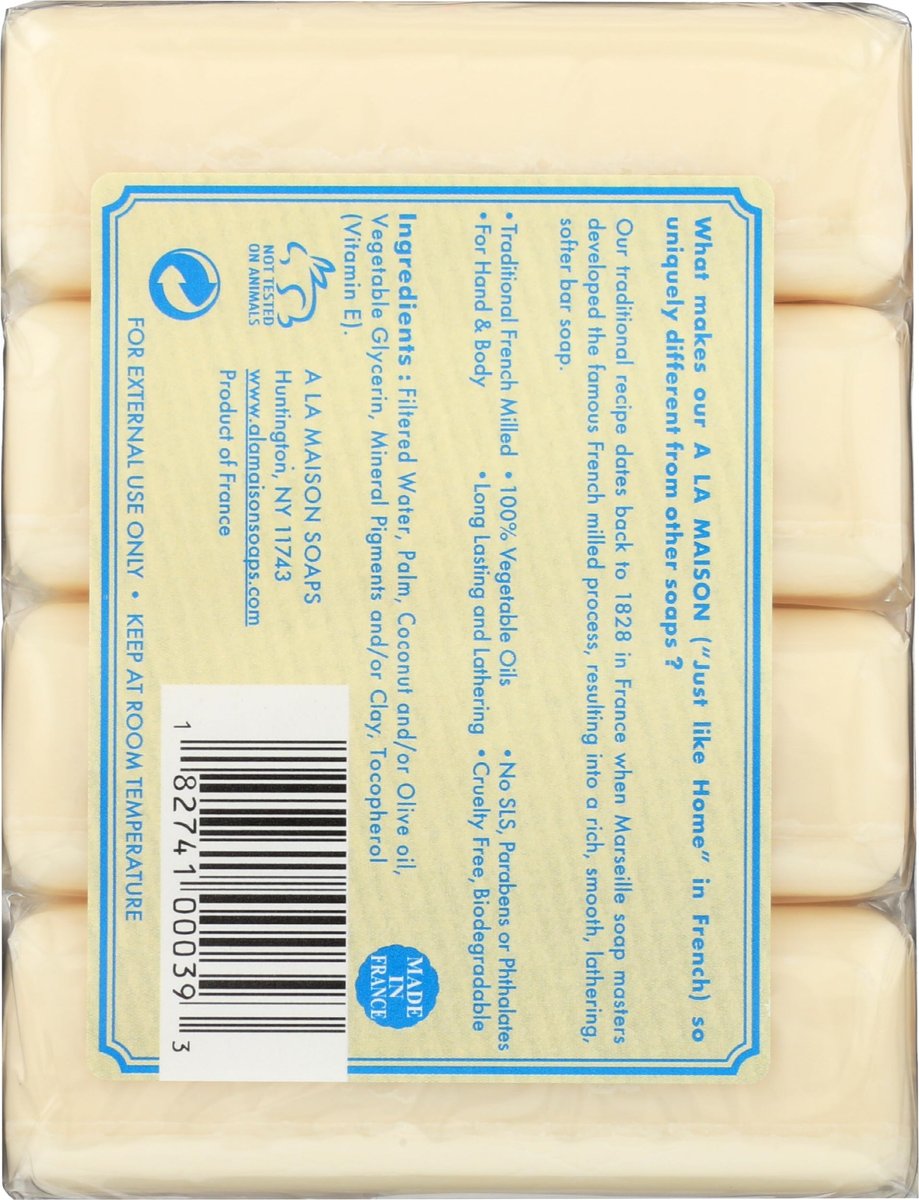 A LA MAISON Hypoallergenic Unscented Bar Soap - Triple French Milled Natural Moisturizing Hand Soap Bar (4 Bars, 3.5 oz Each) Avelisse