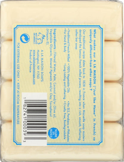 A LA MAISON Hypoallergenic Unscented Bar Soap - Triple French Milled Natural Moisturizing Hand Soap Bar (4 Bars, 3.5 oz Each) Avelisse