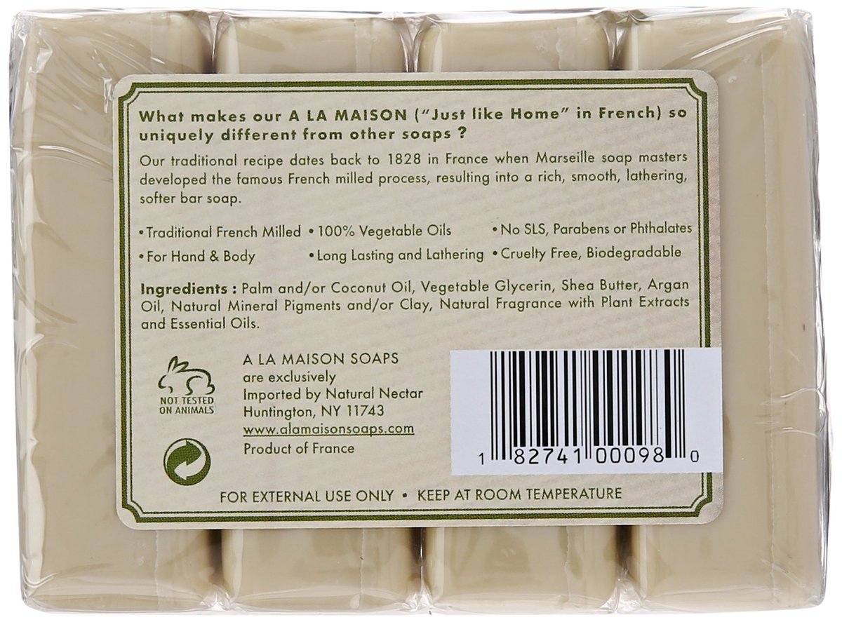 A LA MAISON Rosemary Mint Bar Soap - Triple French Milled Natural Moisturizing Hand Soap, 4 Bars Avelisse