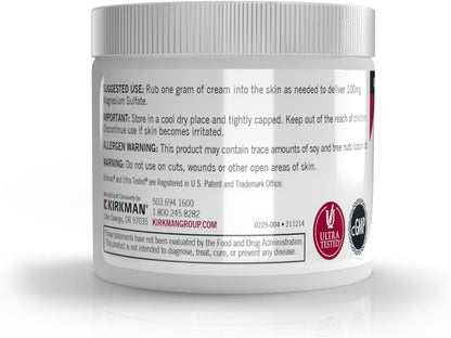 Kirkman Epsom Salt Cream – 4 oz – Gluten Free & Casein Free – Soothing Magnesium Topical Cream Avelisse