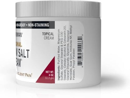 Kirkman Epsom Salt Cream – 4 oz – Gluten Free & Casein Free – Soothing Magnesium Topical Cream Avelisse