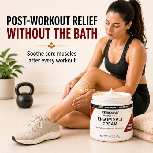Kirkman Epsom Salt Cream – 4 oz – Gluten Free & Casein Free – Soothing Magnesium Topical Cream Avelisse
