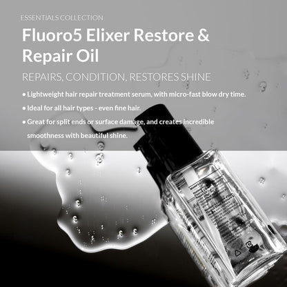 Number 4 Hair Oil Fluoro5 Elixir Restore & Repair Anti Frizz Serum for Damaged Hair 2 oz Avelisse