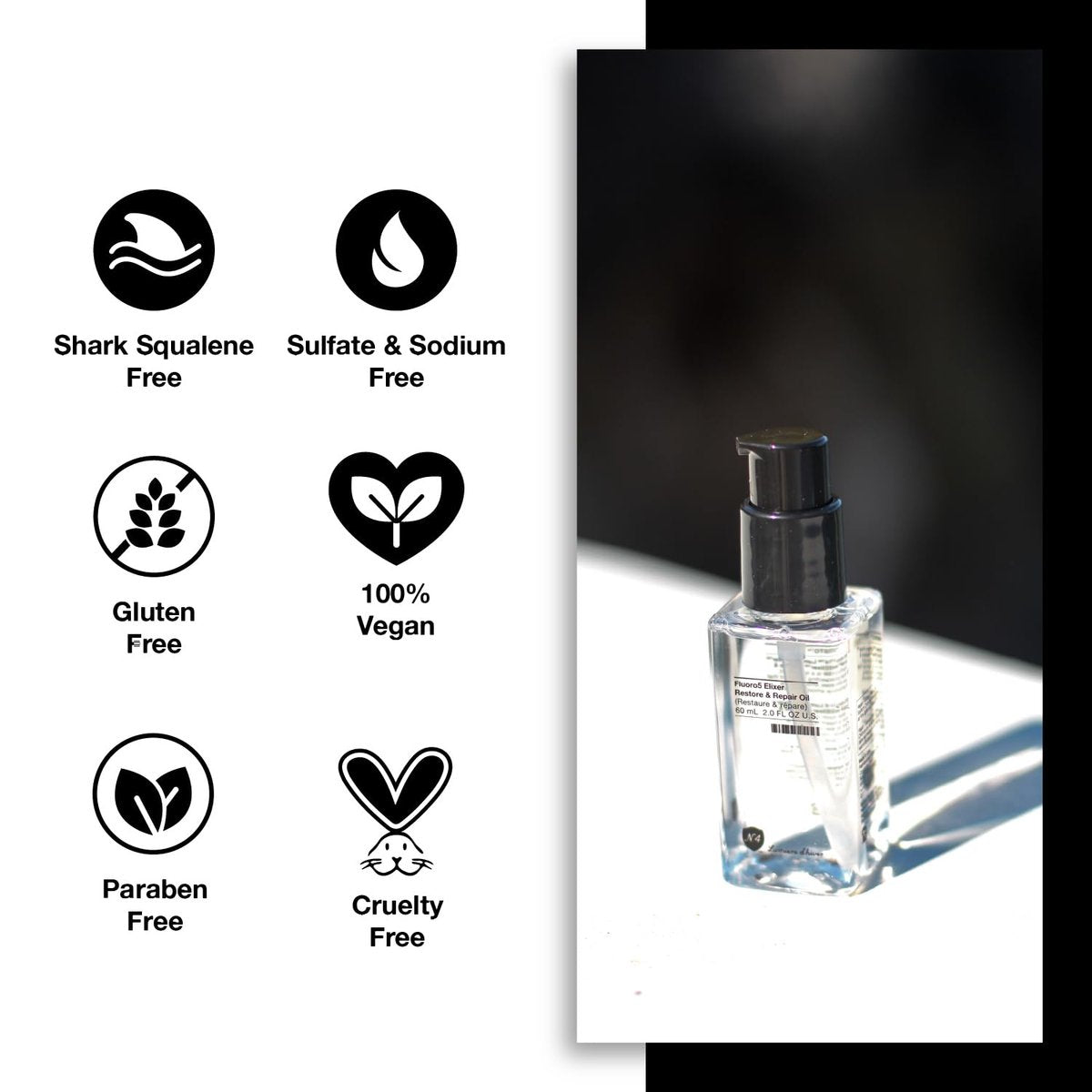 Number 4 Hair Oil Fluoro5 Elixir Restore & Repair Anti Frizz Serum for Damaged Hair 2 oz Avelisse