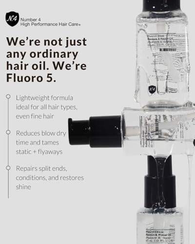 Number 4 Hair Oil Fluoro5 Elixir Restore & Repair Anti Frizz Serum for Damaged Hair 2 oz Avelisse