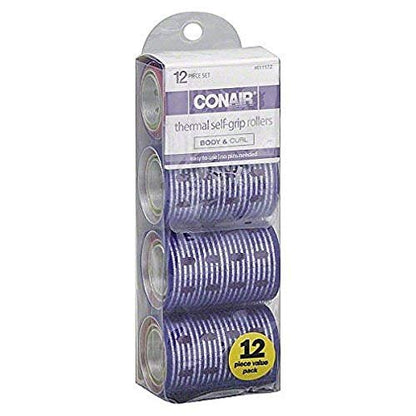 Conair Thermal Self Grip Rollers - 12 Pack | Silicone Hair Rollers for Voluminous Curls
