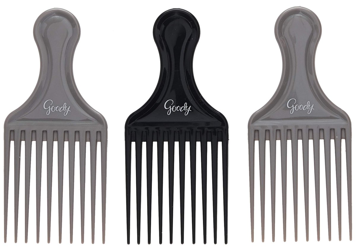Goody Comb & Lift Hair Pick - 3 Count, Assorted Colors (Pack of 2) - görsel 1