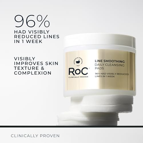 RoC Resurfacing Disks - Hypoallergenic Exfoliating Makeup Remover Pads for Wrinkles and Skin Tone, Oil-Free Daily Cleanser, 28 Count Avelisse