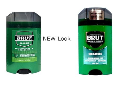 BRUT Antiperspirant + Deodorant Stick Signature, Stain & Residue Free, 2 oz (Pack of 3) Avelisse