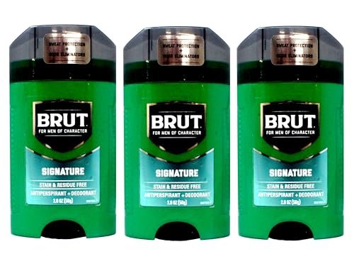 BRUT Antiperspirant + Deodorant Stick Signature, Stain & Residue Free, 2 oz (Pack of 3) Avelisse