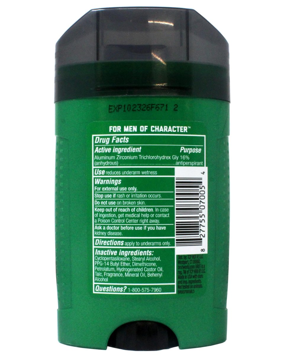 BRUT Antiperspirant + Deodorant Stick Signature, Stain & Residue Free, 2 oz (Pack of 3) Avelisse