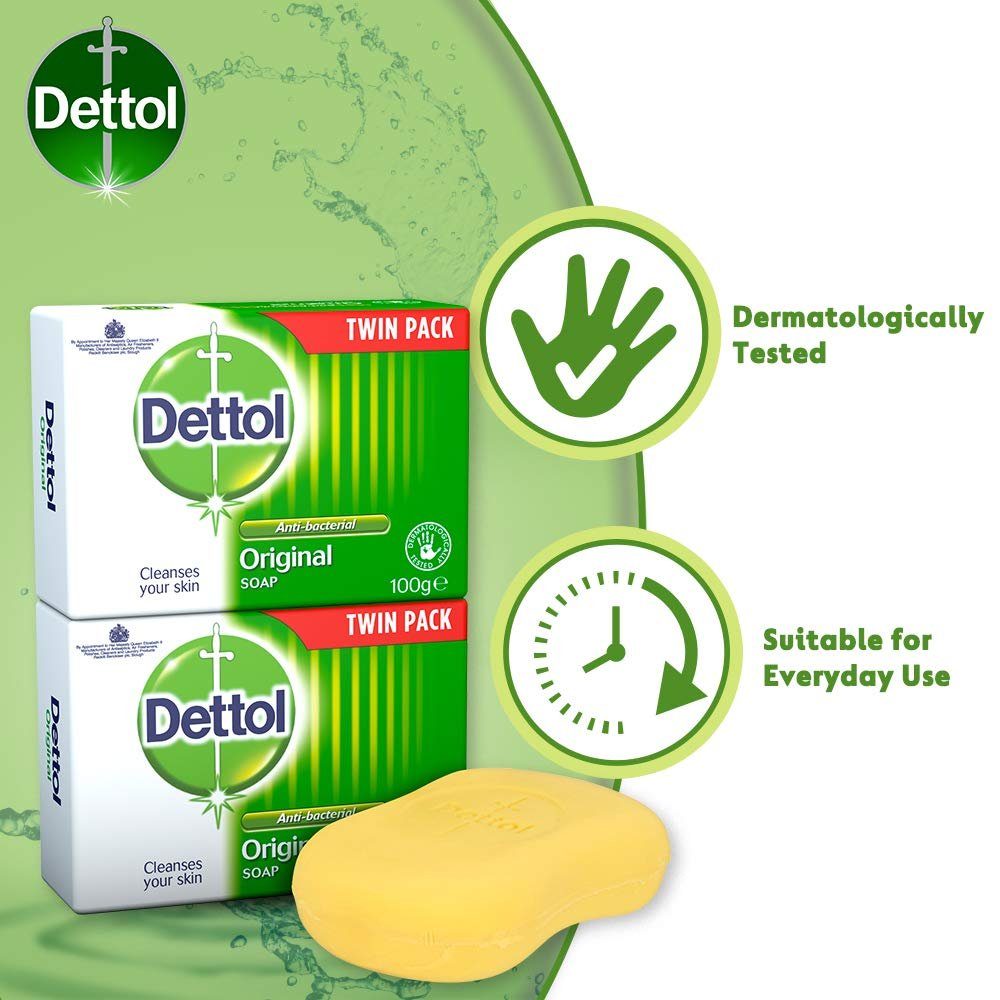 Dettol Anti Bacterial Original Soap 100g Twin Pack - Dermatologically Tested - görsel 5
