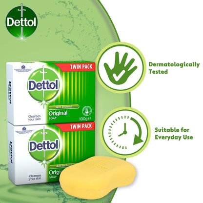 Dettol Anti Bacterial Original Soap 100g Twin Pack - Dermatologically Tested