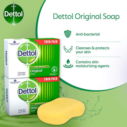 Dettol Anti Bacterial Original Soap 100g Twin Pack - Dermatologically Tested