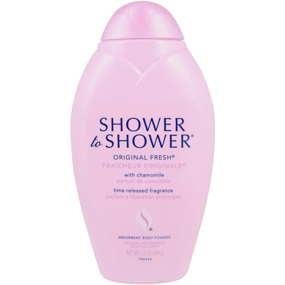 Shower to Shower Original Fresh Body Powder with Chamomile, Talc Free, Sweat Absorbing, Prevents Chafing & Odor, 13 oz