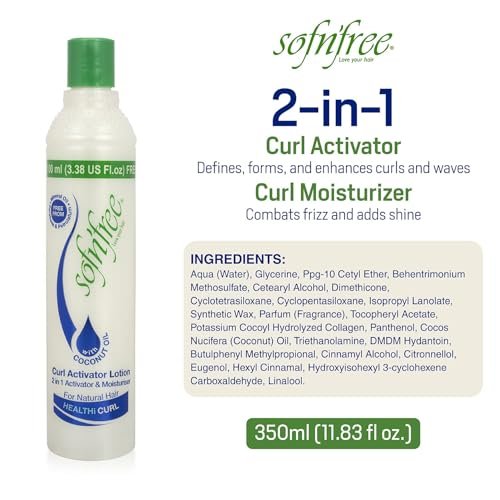 Sofn’Free Moisturizer & Curl Activator Lotion – Curl Defining Formula for Multicultural Curls, Soft Waves, Shine & Frizz Control – 3.38 fl oz Avelisse