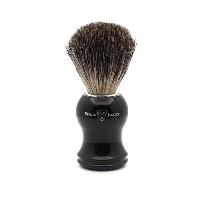 Edwin Jagger Classic Badger Shaving Brush – Premium Ebony Shave Brush for Cream or Soap