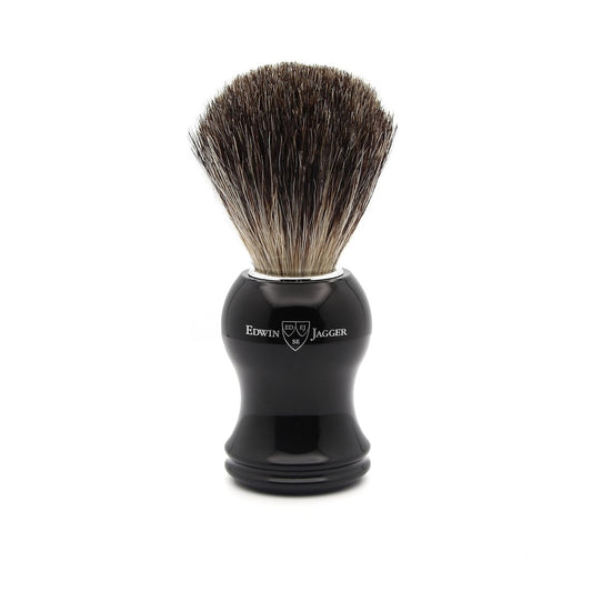 Edwin Jagger Classic Badger Shaving Brush – Premium Ebony Shave Brush for Cream or Soap