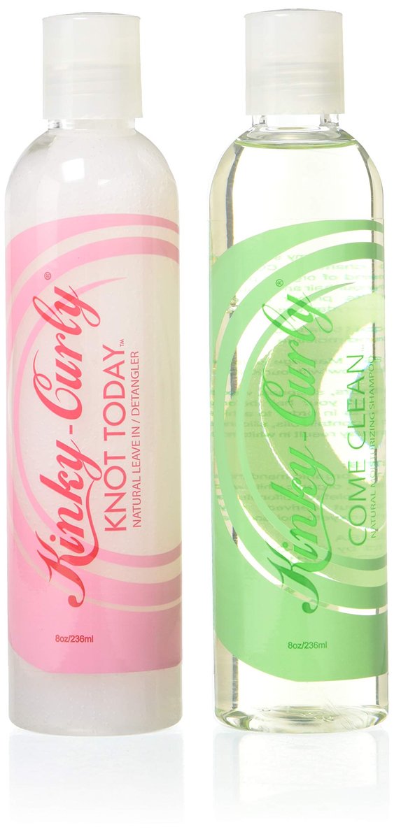 Kinky Curly Knot Today Leave-In Conditioner & Come Clean Shampoo Combo Set (7.98 Fl Oz Each) Avelisse