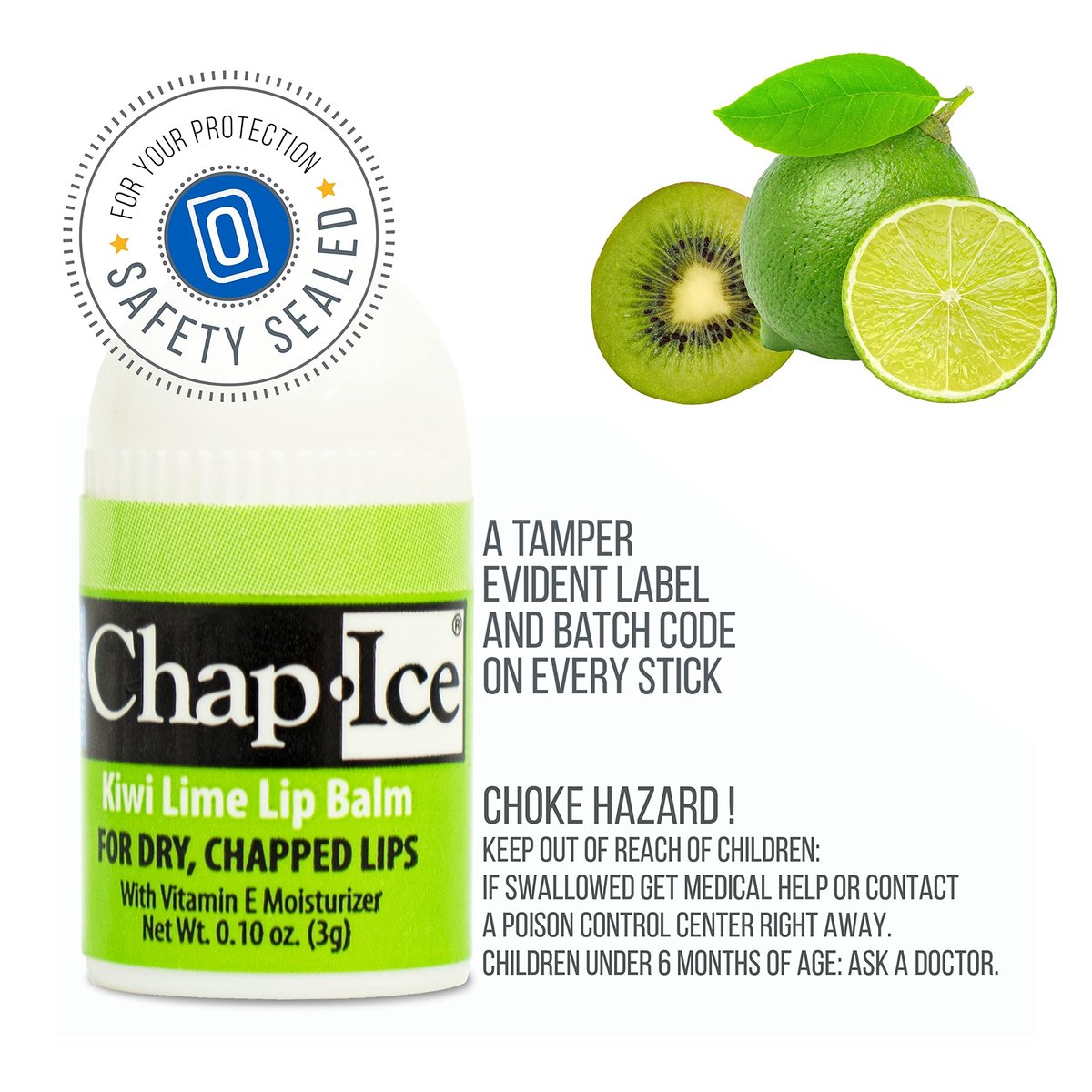 Chap-Ice Premium Lip Balm - Assorted Flavors 50 Mini Sticks | Cherry, Citrus Orange, Kiwi Lime Avelisse