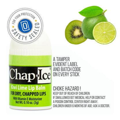 Chap-Ice Premium Lip Balm - Assorted Flavors 50 Mini Sticks | Cherry, Citrus Orange, Kiwi Lime Avelisse
