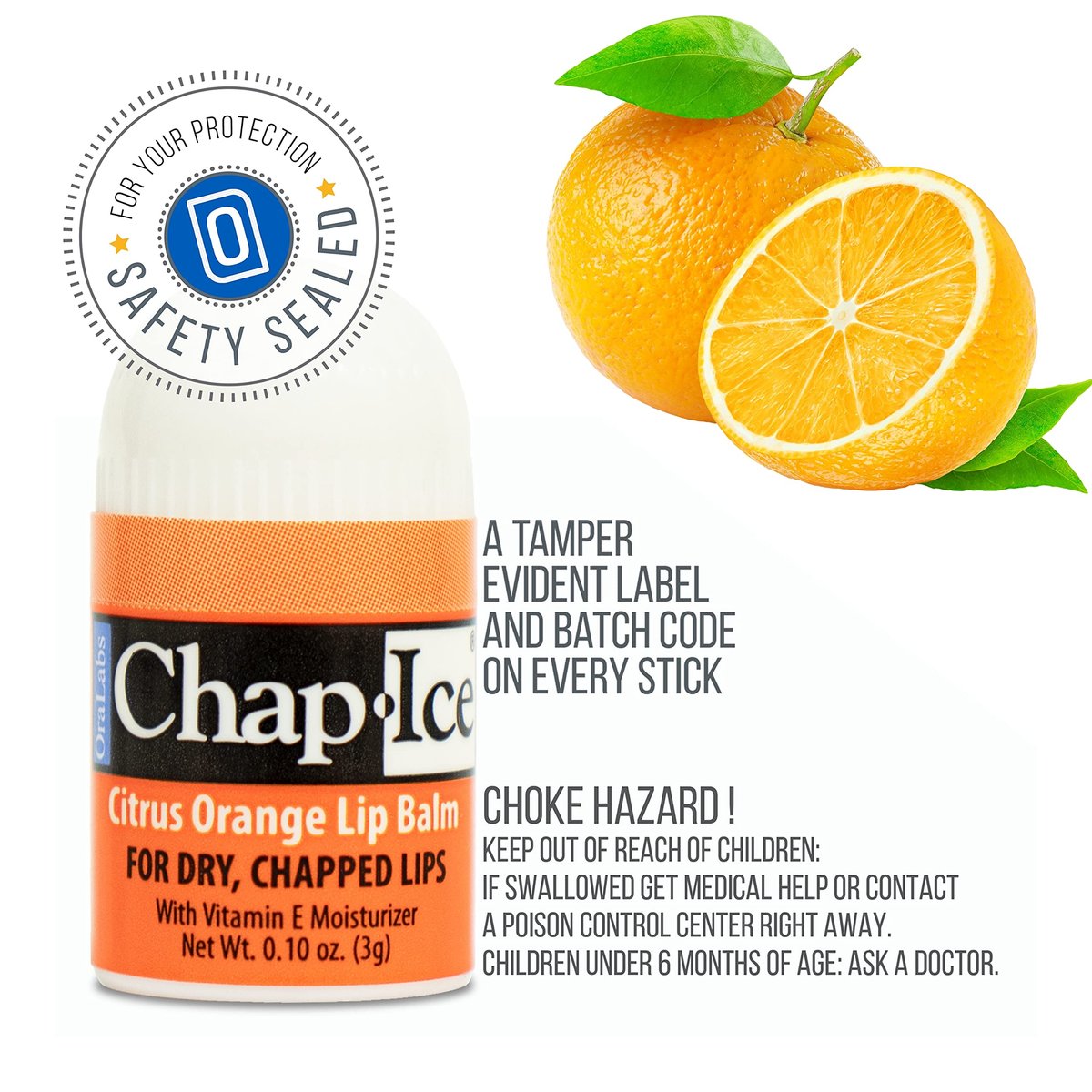Chap-Ice Premium Lip Balm - Assorted Flavors 50 Mini Sticks | Cherry, Citrus Orange, Kiwi Lime Avelisse