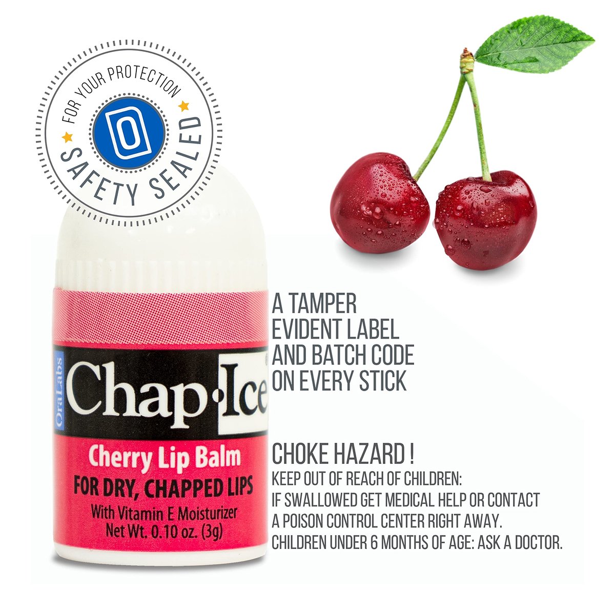 Chap-Ice Premium Lip Balm - Assorted Flavors 50 Mini Sticks | Cherry, Citrus Orange, Kiwi Lime Avelisse