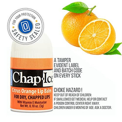 Chap-Ice Premium Lip Balm - Assorted Flavors 50 Mini Sticks | Cherry, Citrus Orange, Kiwi Lime Avelisse