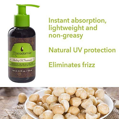 Macadamia Natural Oil Healing Treatment – Nourishing Hair Oil for Dry Damaged Hair, Hydrating Argan Serum, Frizz Control Shine, 4.2 fl oz Avelisse