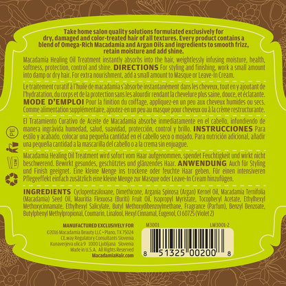 Macadamia Natural Oil Healing Treatment – Nourishing Hair Oil for Dry Damaged Hair, Hydrating Argan Serum, Frizz Control Shine, 4.2 fl oz Avelisse