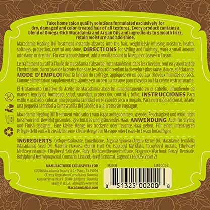 Macadamia Natural Oil Healing Treatment – Nourishing Hair Oil for Dry Damaged Hair, Hydrating Argan Serum, Frizz Control Shine, 4.2 fl oz Avelisse