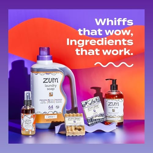 Zum Indigo Wild Hand Soap – Natural Liquid Soap for Bathroom & Kitchen – Amber Scent – 12 oz (Pack of 4) Avelisse