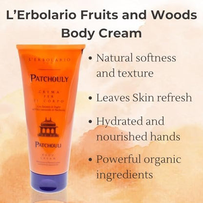 L'Erbolario Patchouli Moisturizing Body Butter - 6.7 oz | Antioxidant-Rich Body Cream for Dry Skin