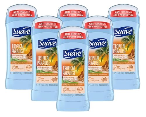 Suave Deodorant 2.6 Ounce 24Hr Tropic Paradise Invisible Solid (76ml) - 6 Pack Avelisse