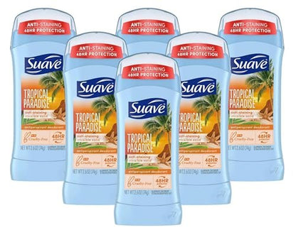 Suave Deodorant 2.6 Ounce 24Hr Tropic Paradise Invisible Solid (76ml) - 6 Pack Avelisse