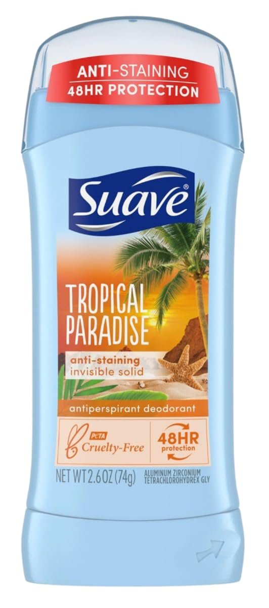 Suave Deodorant 2.6 Ounce 24Hr Tropic Paradise Invisible Solid (76ml) - 6 Pack Avelisse