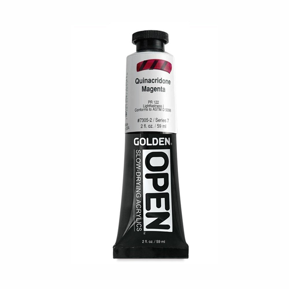 GOLDEN Open Acrylics - Quinacridone Magenta, 2 oz Tube - görsel 1