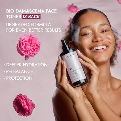 Alteya Organics Bio Damascena Rose Otto Face Mist - USDA Organic Facial Toner, Clarifying & Moisturizing, 6.8 fl oz