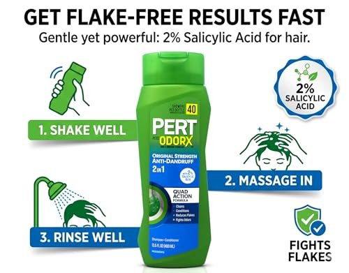 Pert Anti-Dandruff 2 in 1 Shampoo and Conditioner – Advanced Dandruff Shampoo with 2% Salicylic Acid & Zinc – 13.5 oz - görsel 12