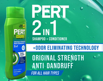 Pert Anti-Dandruff 2 in 1 Shampoo and Conditioner – Advanced Dandruff Shampoo with 2% Salicylic Acid & Zinc – 13.5 oz