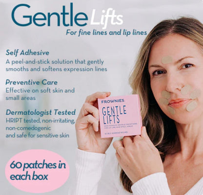 Frownies Gentle Lifts Patches for Fine Lip Lines - Hypoallergenic Anti Wrinkle Patches for Smile Lines - Overnight Use, 60 Count Avelisse