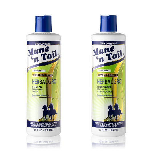 Mane 'n Tail Herbal Gro Shampoo + Conditioner Set (12 oz Each) – Olive Oil Complex to Strengthen & Nourish Hair