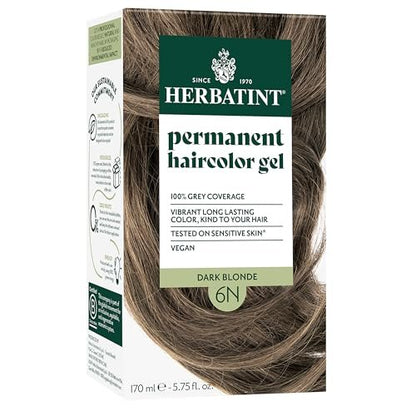 Herbatint Permanent Hair Dye for Women - 6N Dark Blonde - Ammonia-Free & Vegan - Up to 100% Gray Coverage, 5.75 fl oz