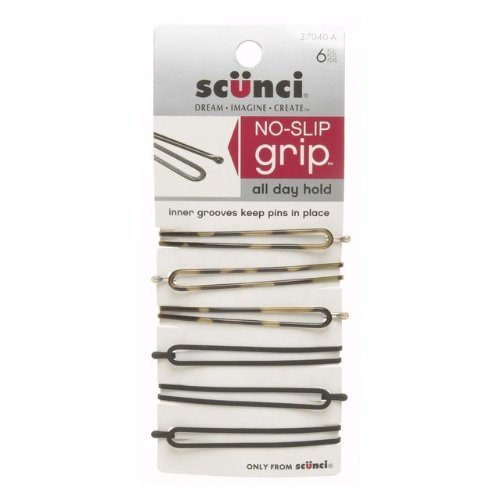 Scunci No-Slip Grip Oval Bobby Pins - Assorted Colors, 6 Count - görsel 1