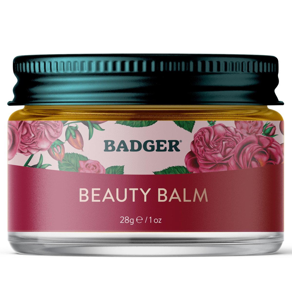 Badger Rose Beauty Balm - 100% Organic Nourishing Face Moisturizer for Women & Men, Intensive Long Lasting Treatment with Pure Rose Essential Oil, 1 oz Glass Jar Avelisse