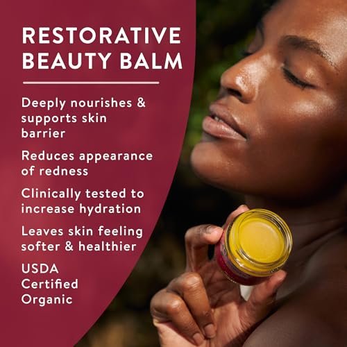 Badger Rose Beauty Balm - 100% Organic Nourishing Face Moisturizer for Women & Men, Intensive Long Lasting Treatment with Pure Rose Essential Oil, 1 oz Glass Jar Avelisse