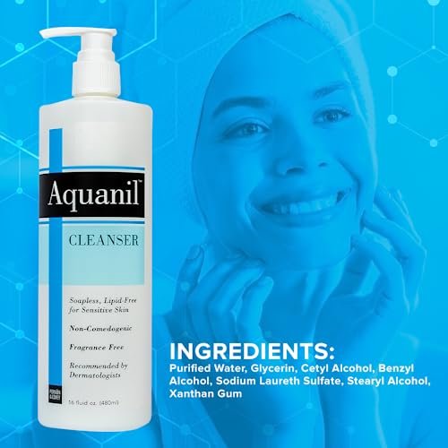 Aquanil Cleanser - Lipid-Free Sensitive Skin Cleanser, Non-Comedogenic Gentle Cleanser - Soap Free Cleanser with 7 Ingredients, Fragrance-Free Skin Care Cleanser - 3 Pack, 16 Fl. Oz. Avelisse